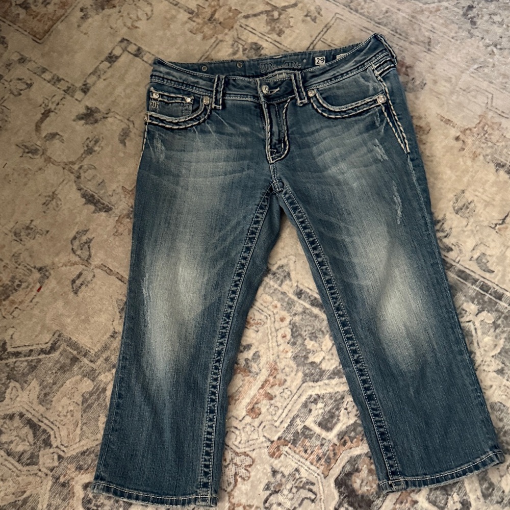 Miss Me Stylish Blue Denim Capri Jeans